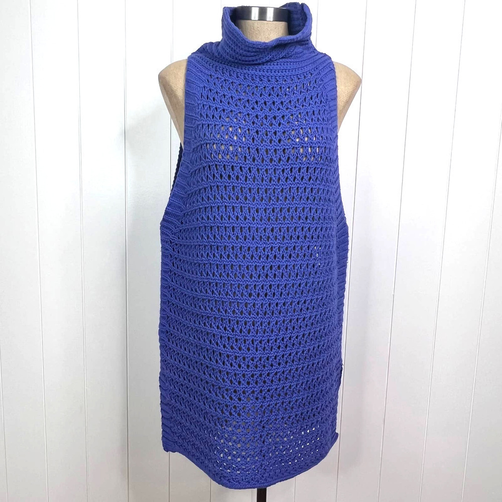 Free People Northern Lights Knit Crocheted Vest Cowl Neck SZ L